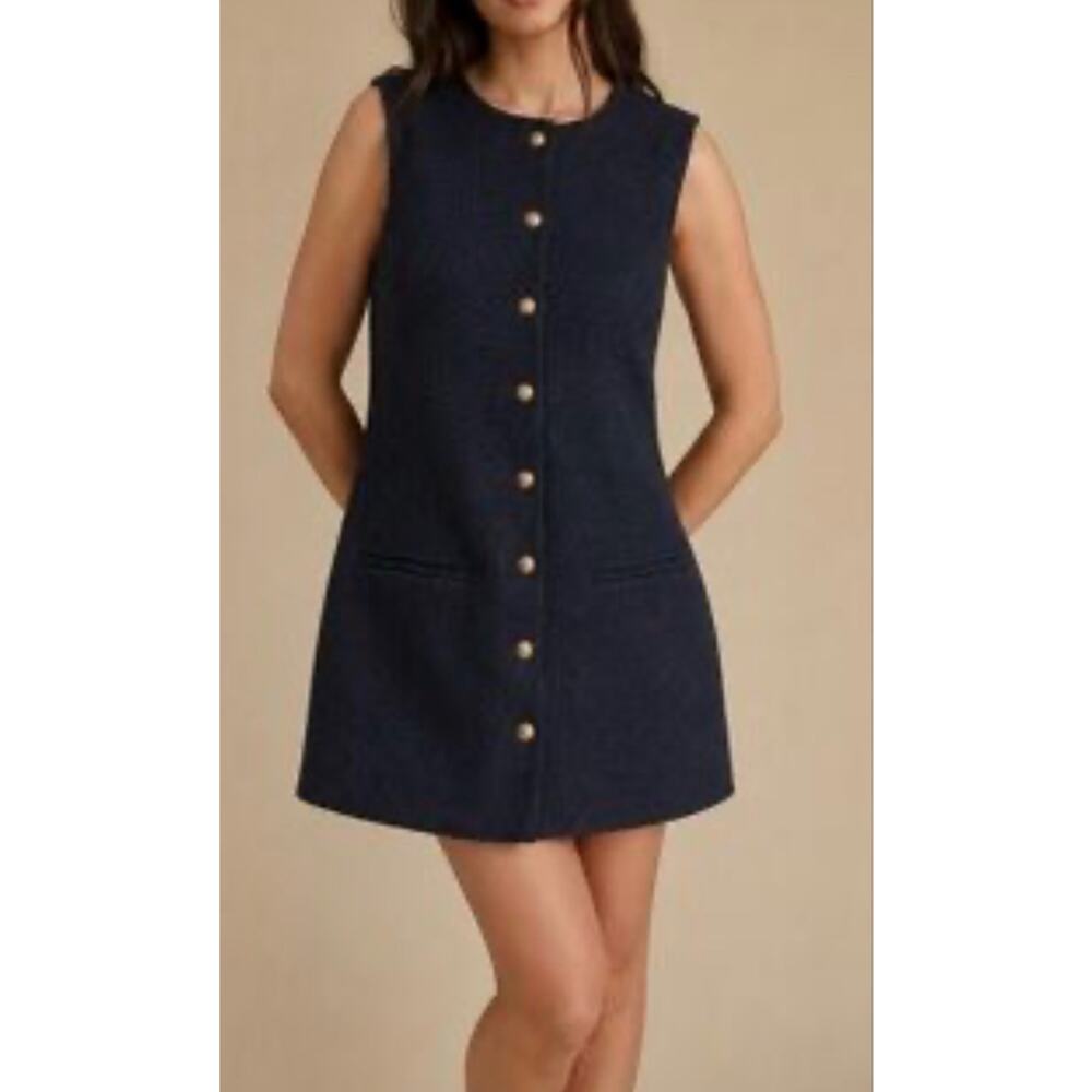 Abercrombie & Fitch Navy Sleeveless Button-Front Mini Dress Size MP